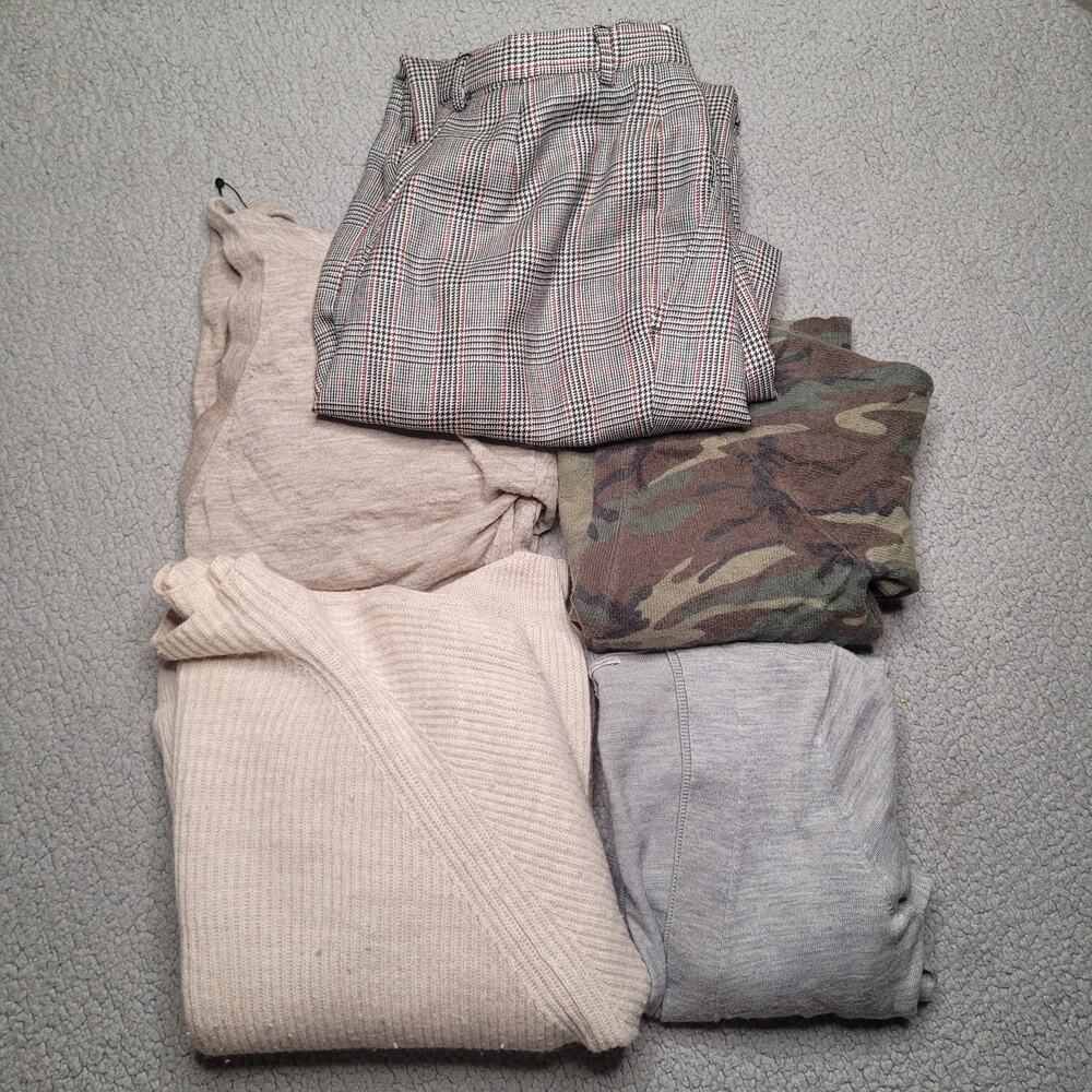 5pc WOOL Sweaters Pants Lot Crafts Cutter Flaws Holes Upcycle Fabric DIY